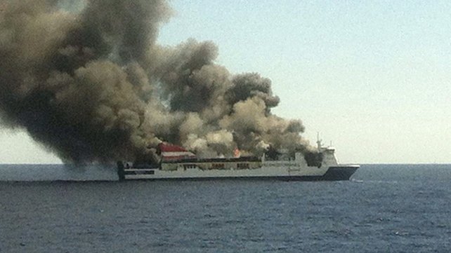 burning ferry